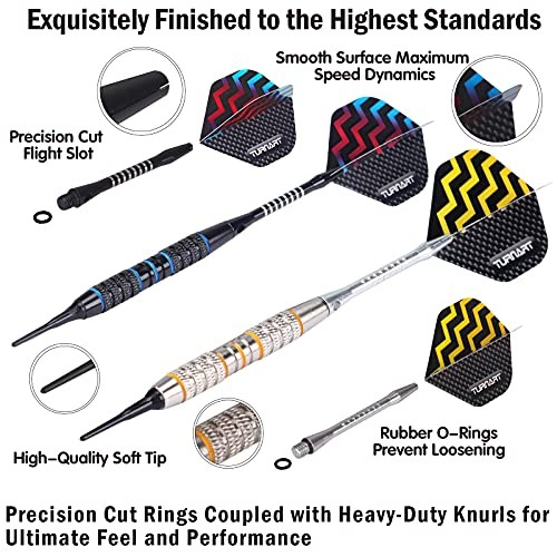 Darts Plastic Tip - Professional Soft Tip Darts Set for Electronic Silver
