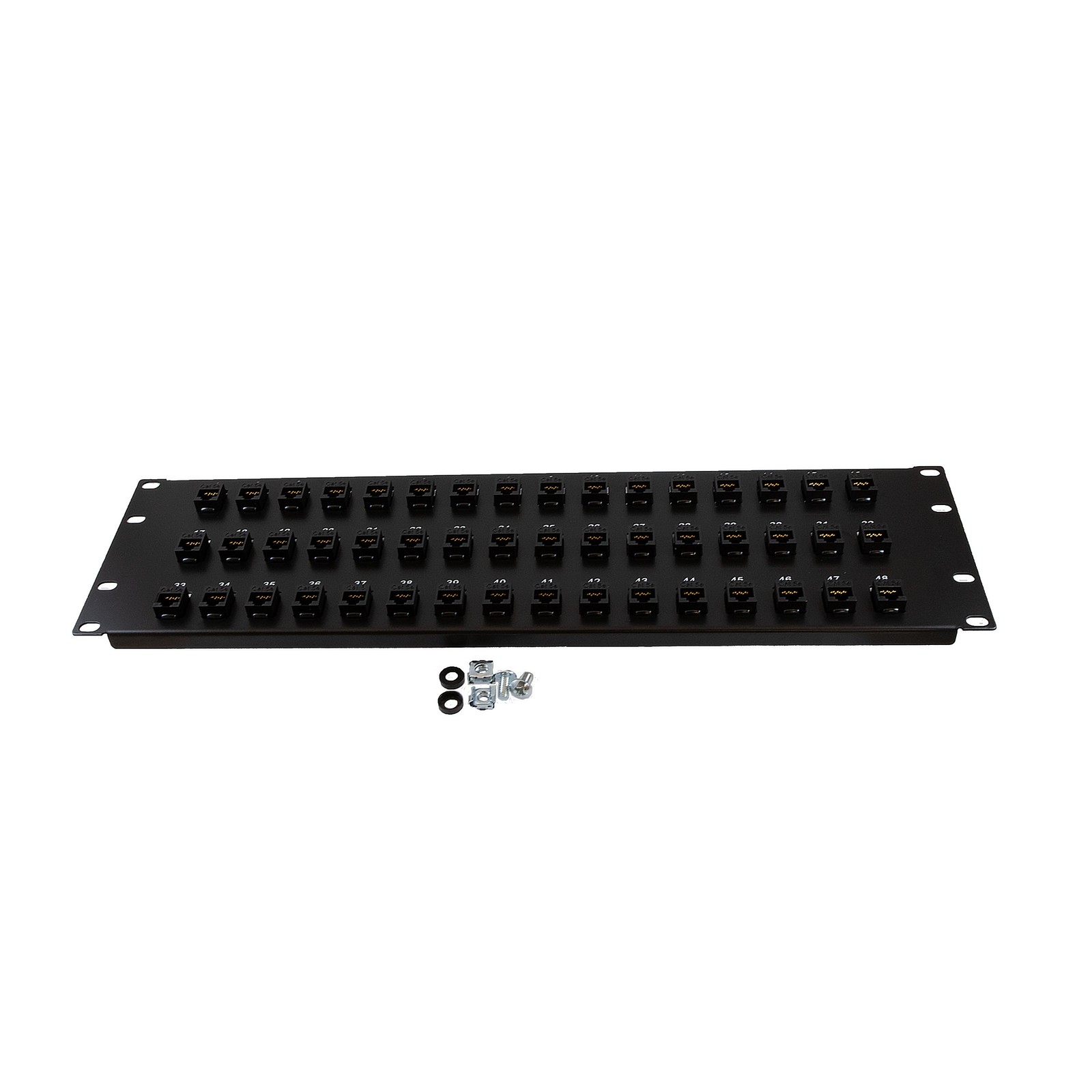 NavePoint 3U (5.25") 19 Inch Panel with 48 Cat5e Couplers