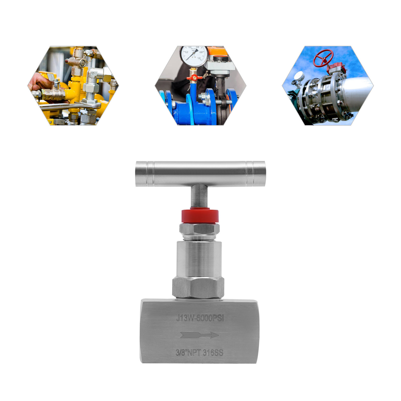 3/8 Inch Straight Needle Valve Stainless Steel Fluid Flow Control Valve 6000PSI