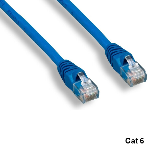 KNTK Blue 15ft Cat6 UTP Patch Cord 24AWG 550MHz Panel Router Networking RJ45