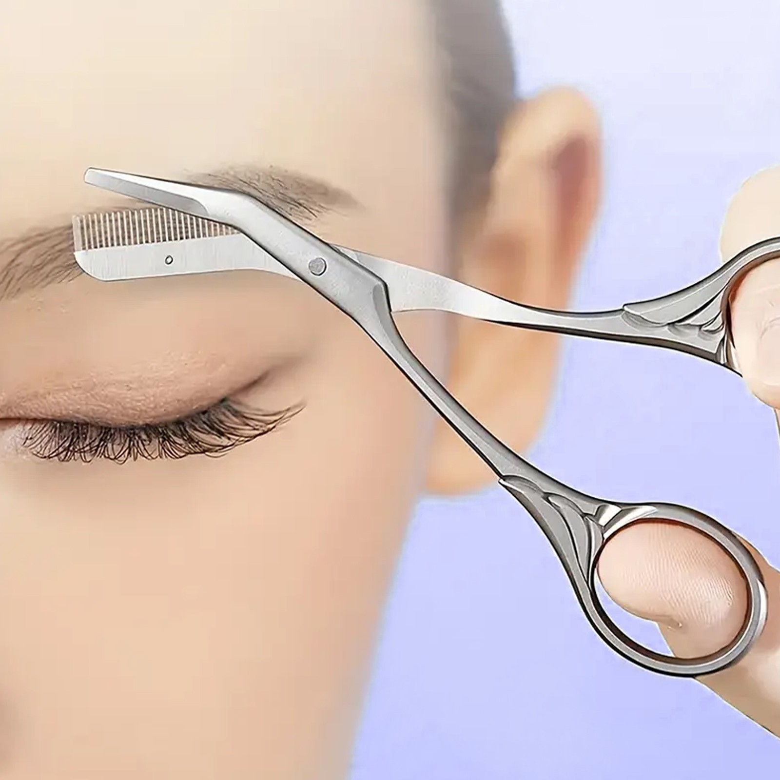 Stainless Steel Eyebrow Scissors with Comb - Precision Brows Grooming Tool
