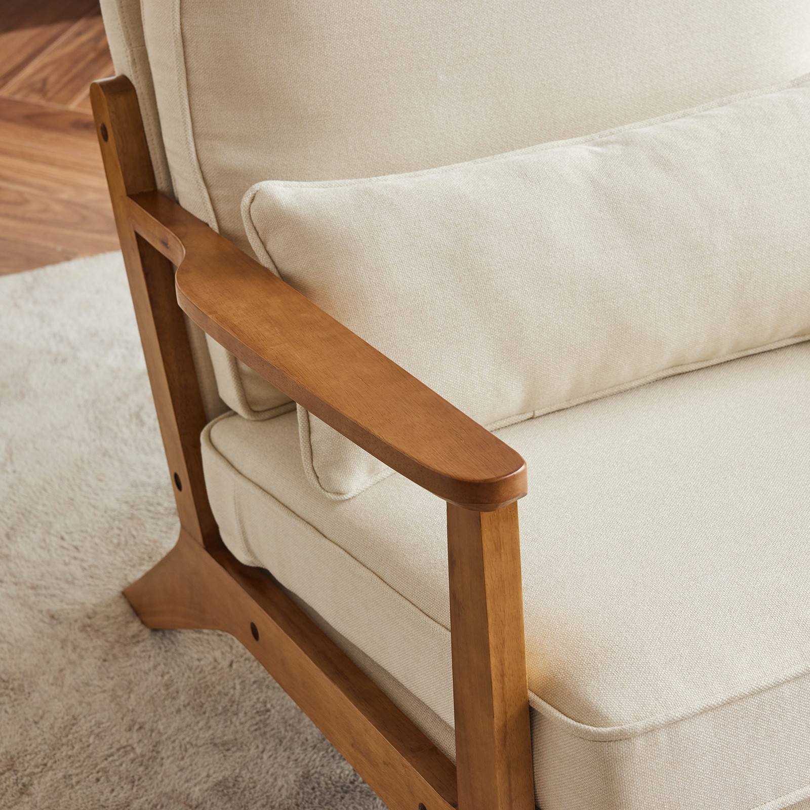 Retro casual chair, mid-century style wide chair, armchair with lumbar support