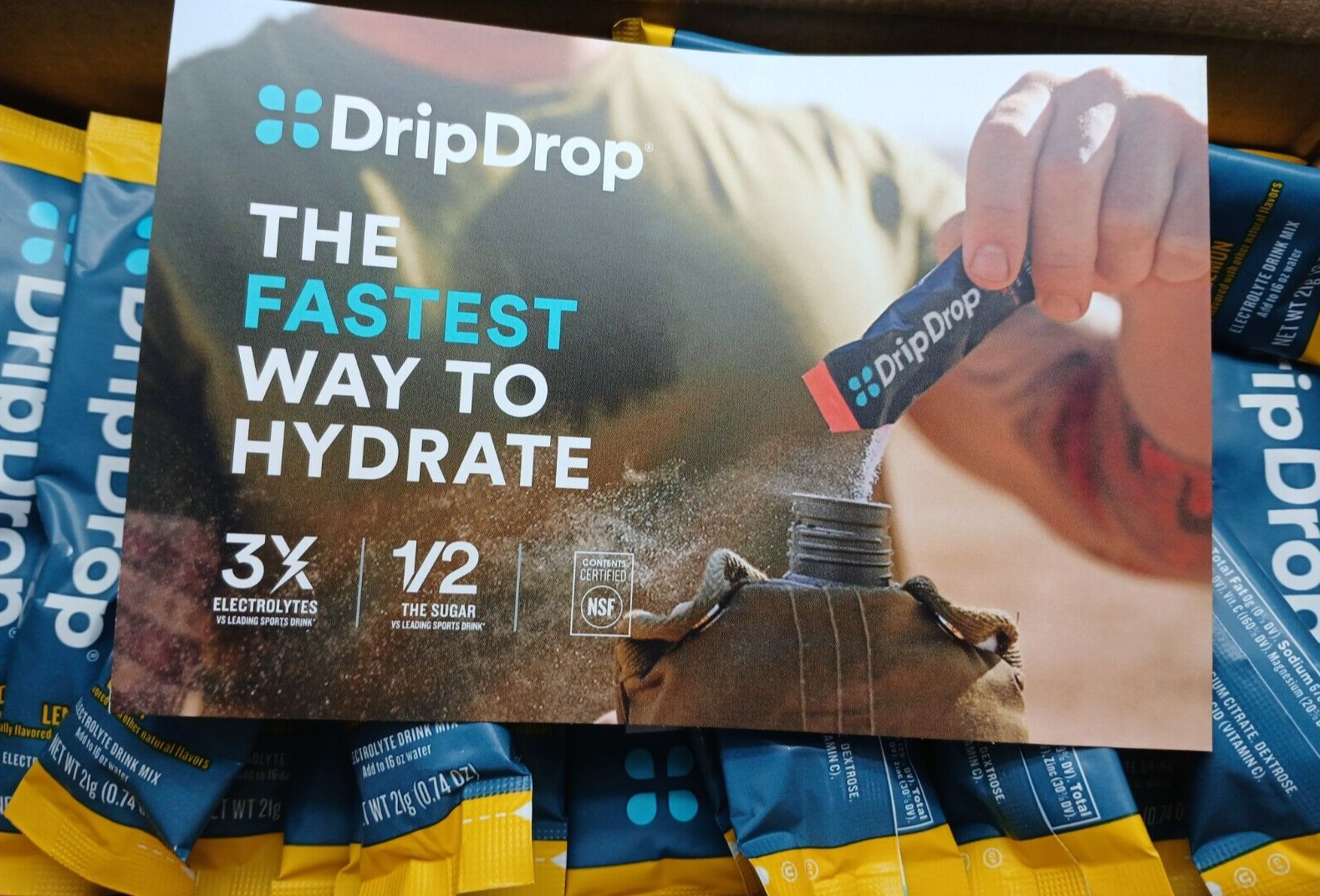 DripDrop Hydration - Lemon Electrolyte Drink Mix, 50 Pack | Fast & Refreshing