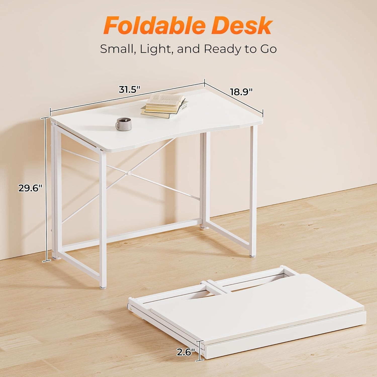 Folding Desk Small Spaces 31.5 Inch Foldable Computer Table Home Office Study