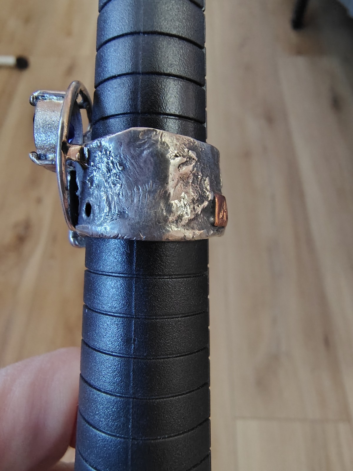 Handmade sterling cordierite ring