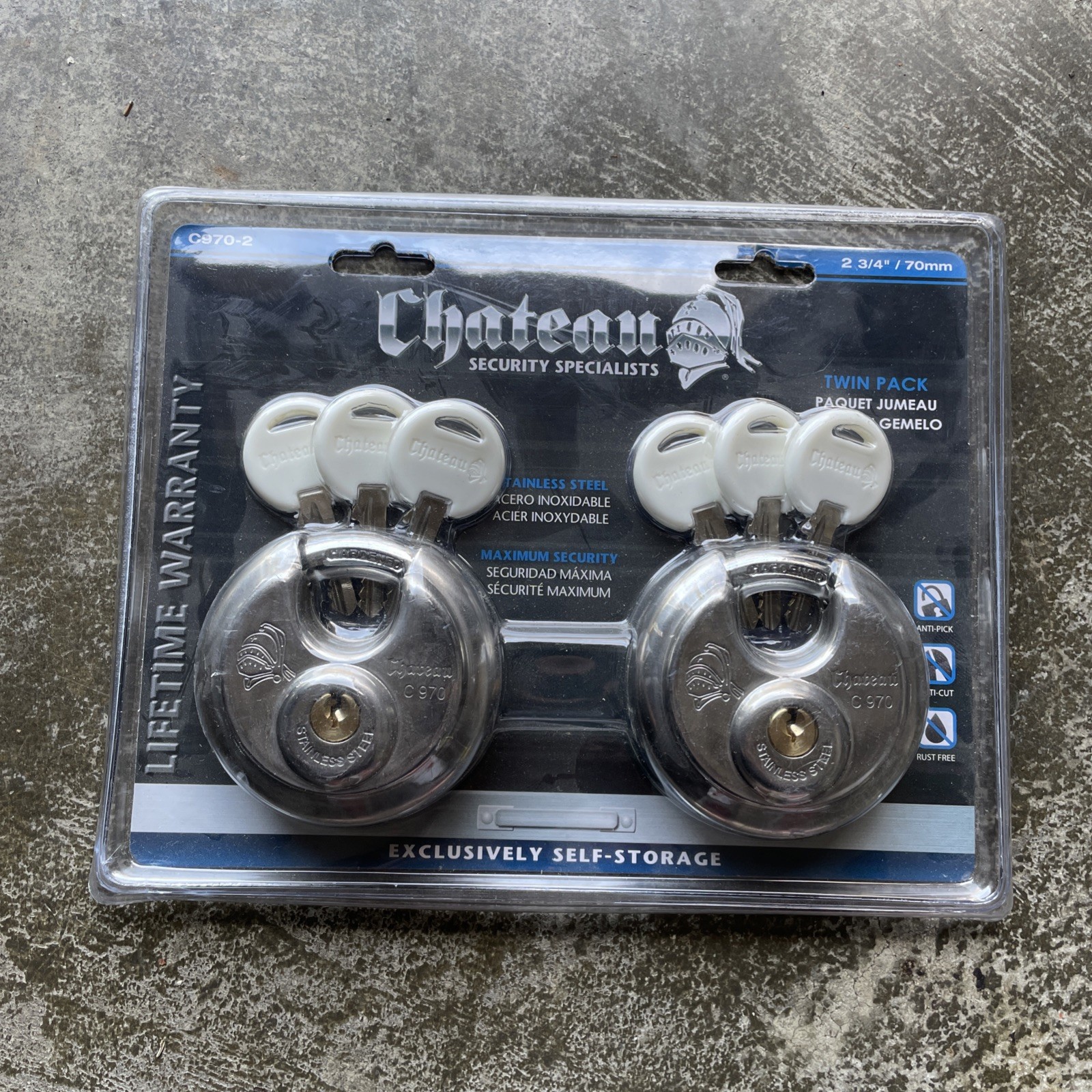 C970-2 Chateau Security Specialists 2 Locks Twin Pack Self Storage Padlock