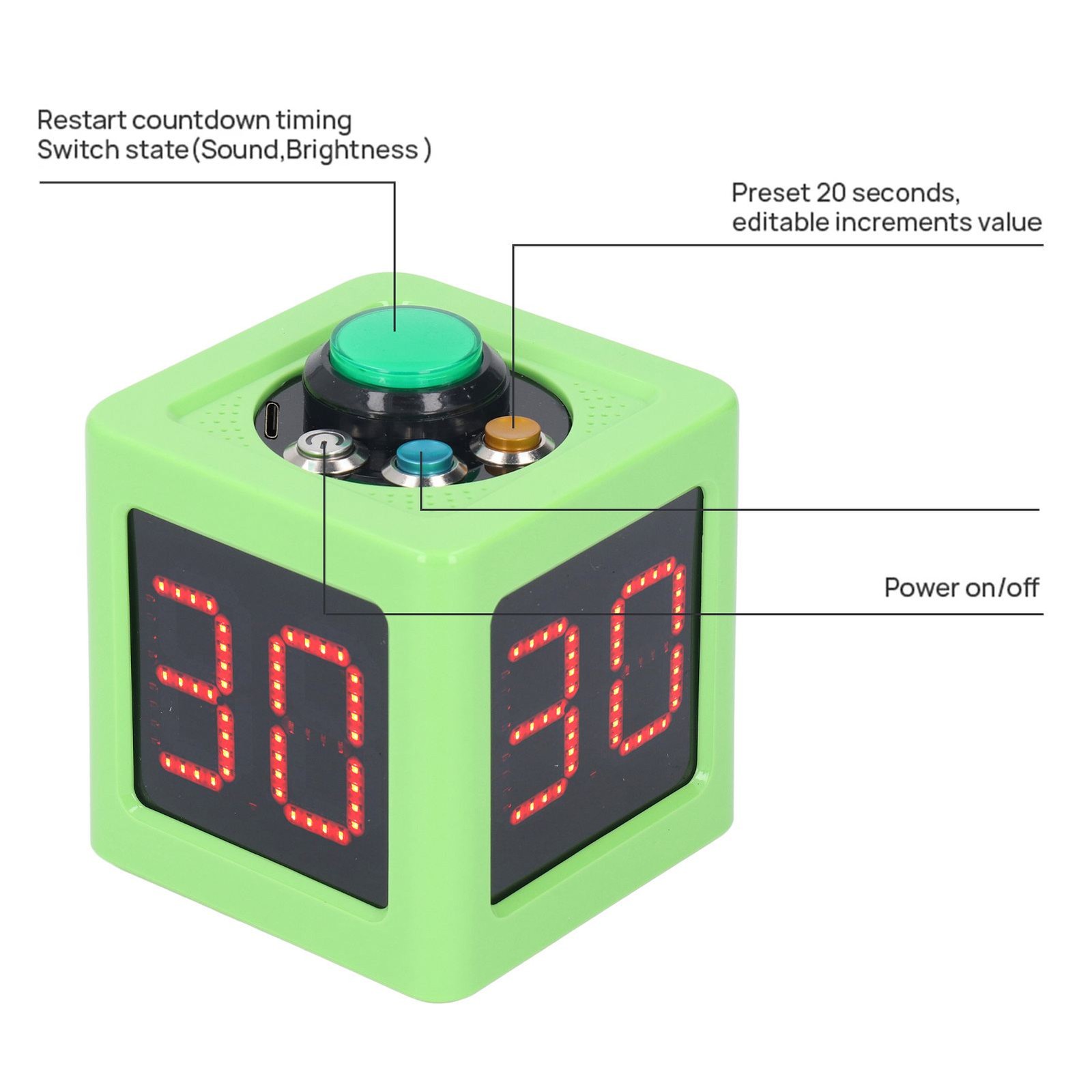 ♡ Cube Timer 1.4in 4 Sided Digital Shot Countdown Stopwatch For Private Poker