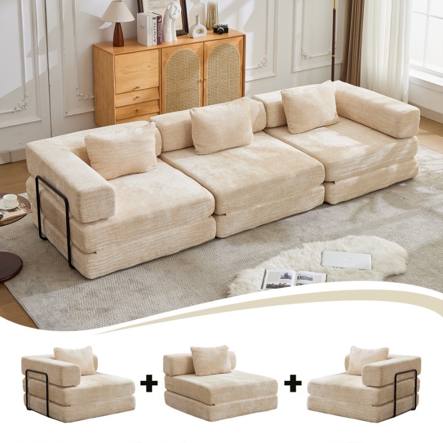 Memory Foam Modular 3-Seater Sofa – Modern Lounge Couch
