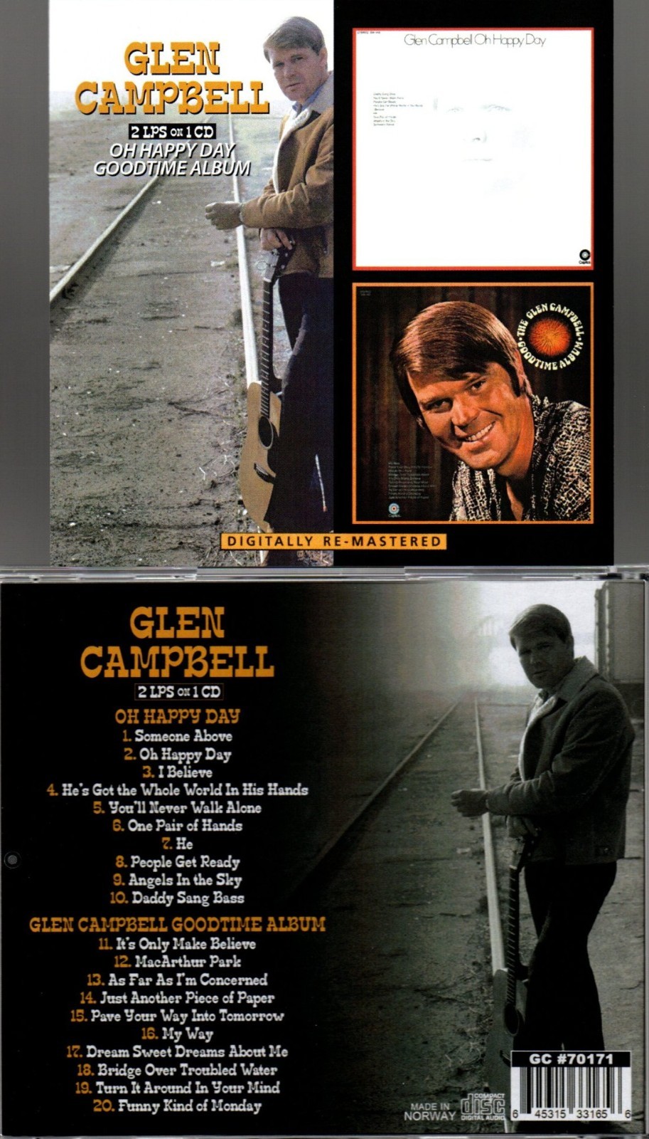 GLEN CAMPBELL-OH HAPPY DAY/GOODTIME ALBUM(ONLY MAKE BELIEVE)-2 LPS/1 IMPORT CD