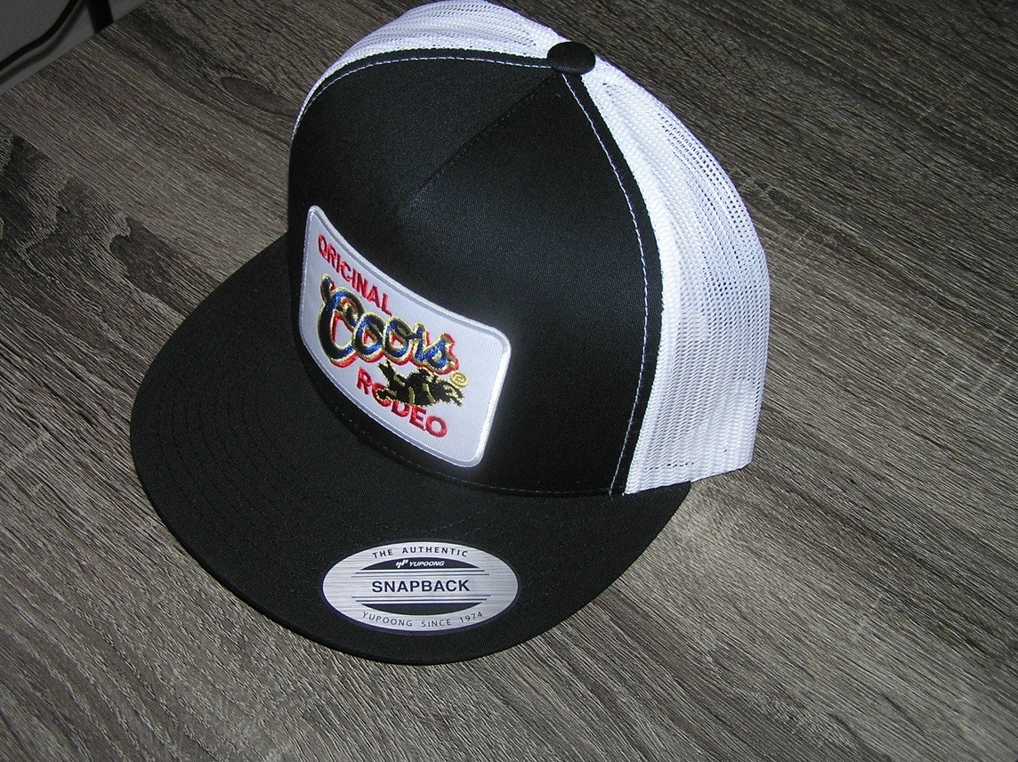 Orig. Coors Rodeo Patch Trucker Hat Yupoong/YP Classic 6006 Snapback Black/White