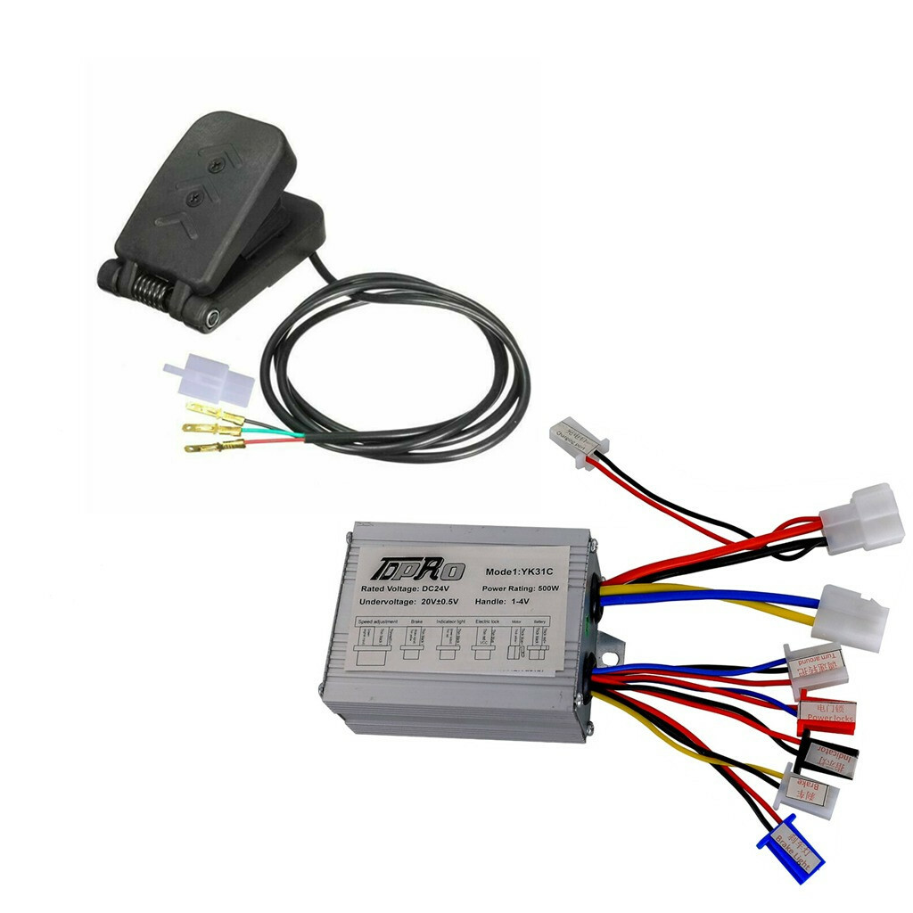 500W 24V Brush Electric Motor Controller & Foot Pedal for E-Bike Scooter Quad