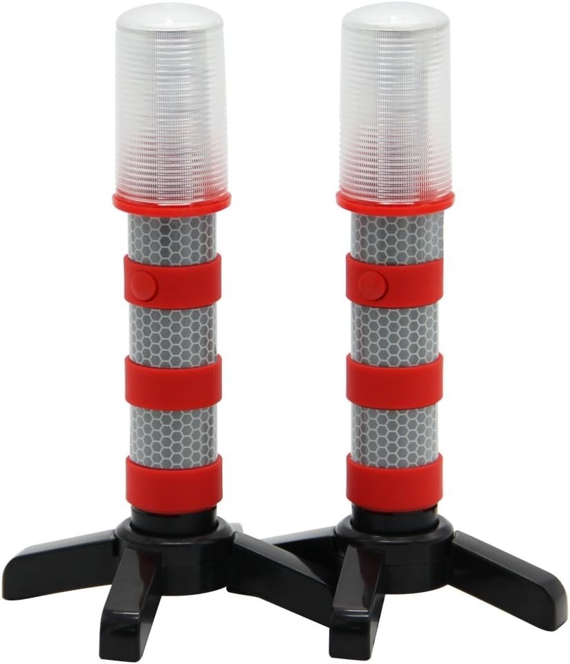 LED Emergency Roadside Flares Kit: Magnetic Base, Strobe & Storage Case (2 Sets)