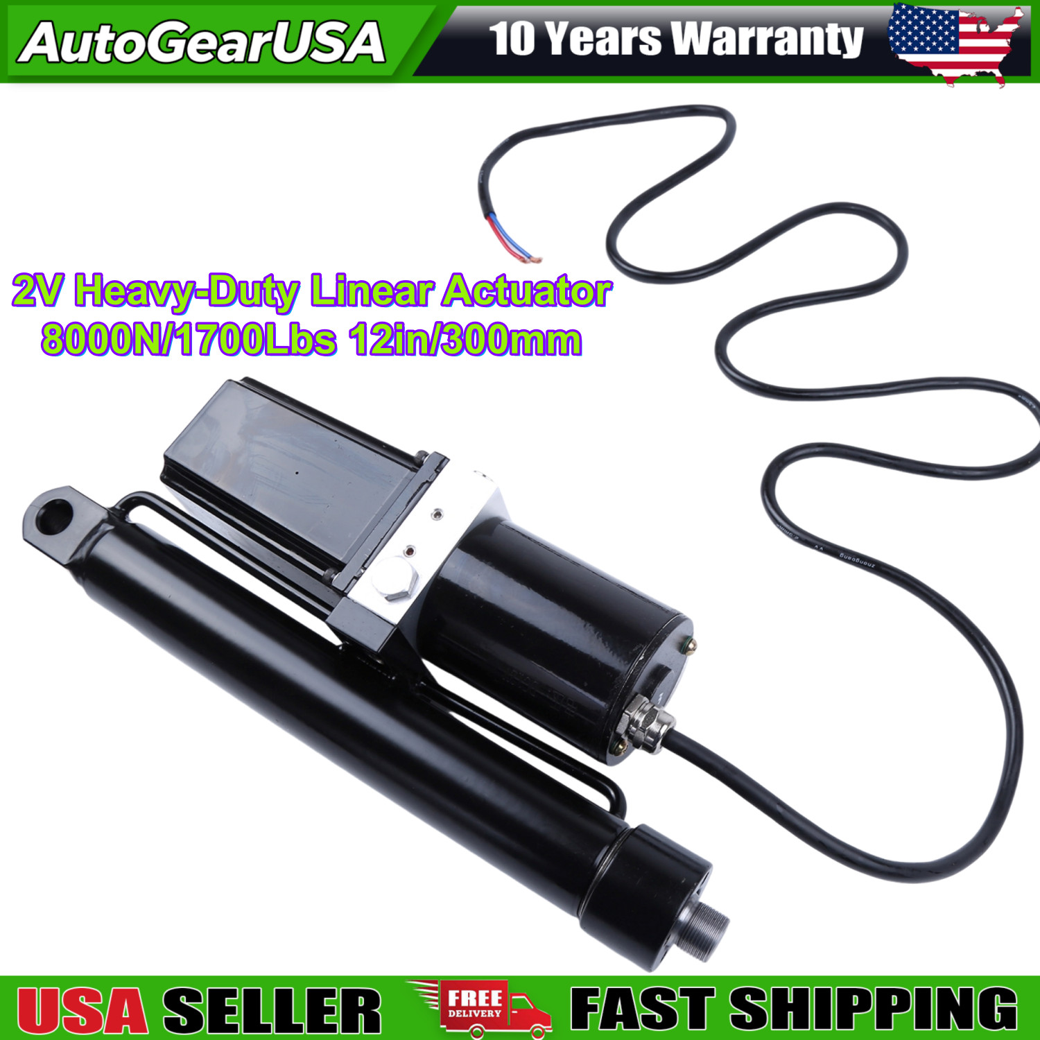 Heavy Duty 12V DC Hydraulic Linear Actuator 8000N 1700lbs 12" /300mm Stroke IP65