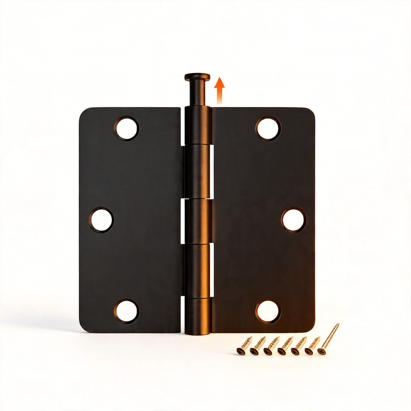 HOSOM 12 Pack Matte Black Door Hinge 3.5" x 3.5" 1/4" Radius Steel Hardware