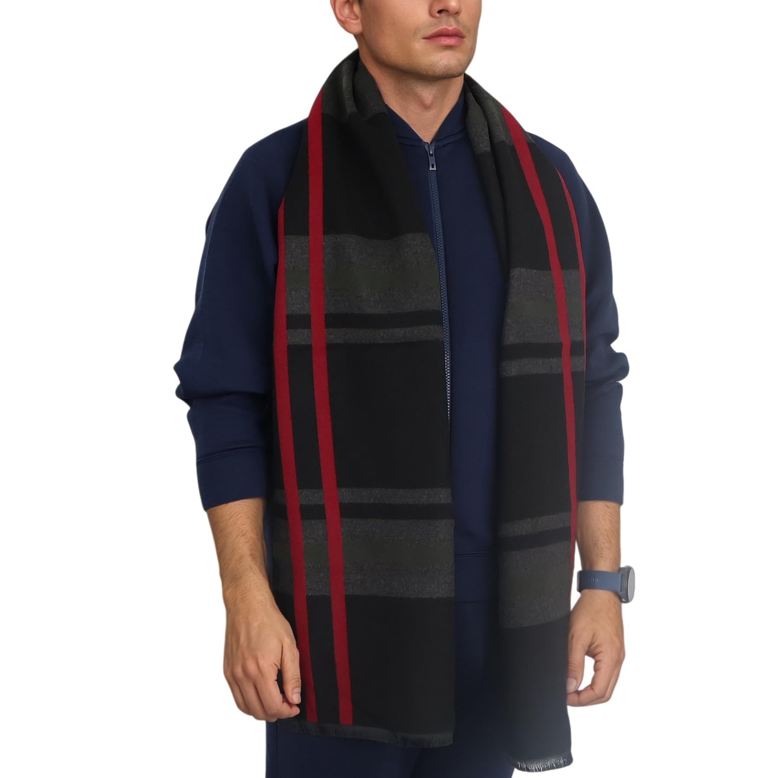 Mens Scarf Fashion Cashmere Feel Scarves For Men Winter Autumn Tassels Fringes
