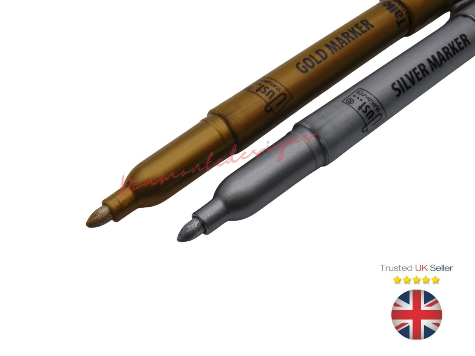 2 Pcs Gold or Silver Bullet Tip Metallic Marker Pens Xmas Card Arts & Crafts