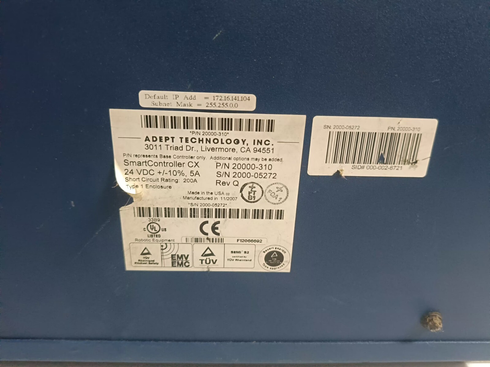 Adept Technology Smart Controller CX 20000-310 Rev. Q Smart Robot Controller CX