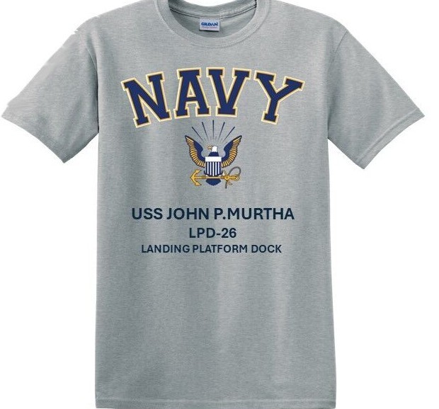 USS JOHN P.MURTHA  LPD-26* AMPHIBIOUS *NAVY EAGLE*SHIRT. OFFICIALLY LICENSED