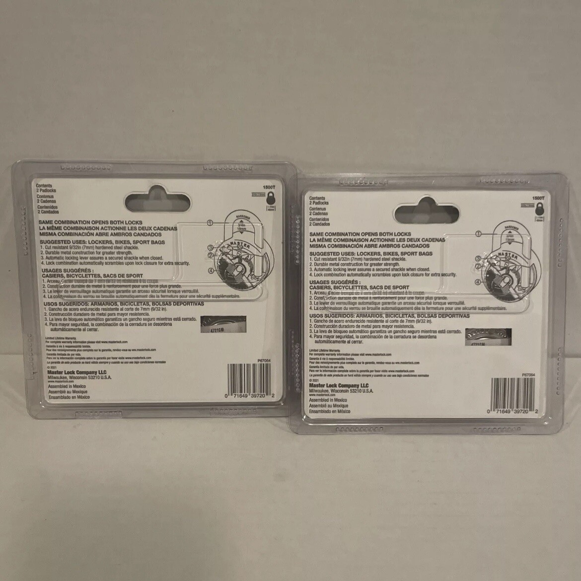NEW Master Lock 2-Pack Combination Locks 1500T - 4 LOCKS TOTAL - SHIPS TODAY