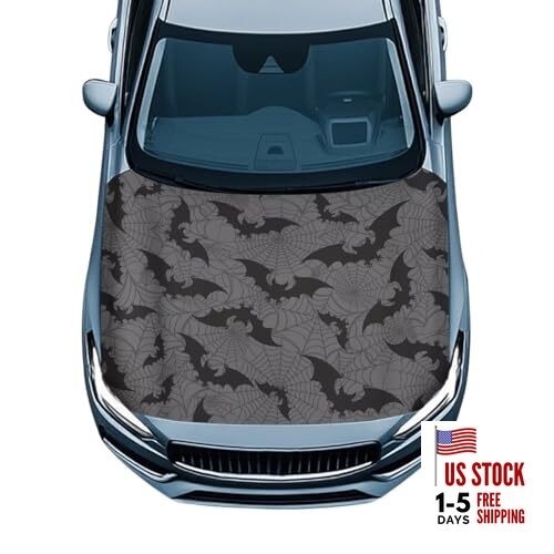 Halloween Bat Print Auto Hood Protector Can Be Washed Car Hood Protective