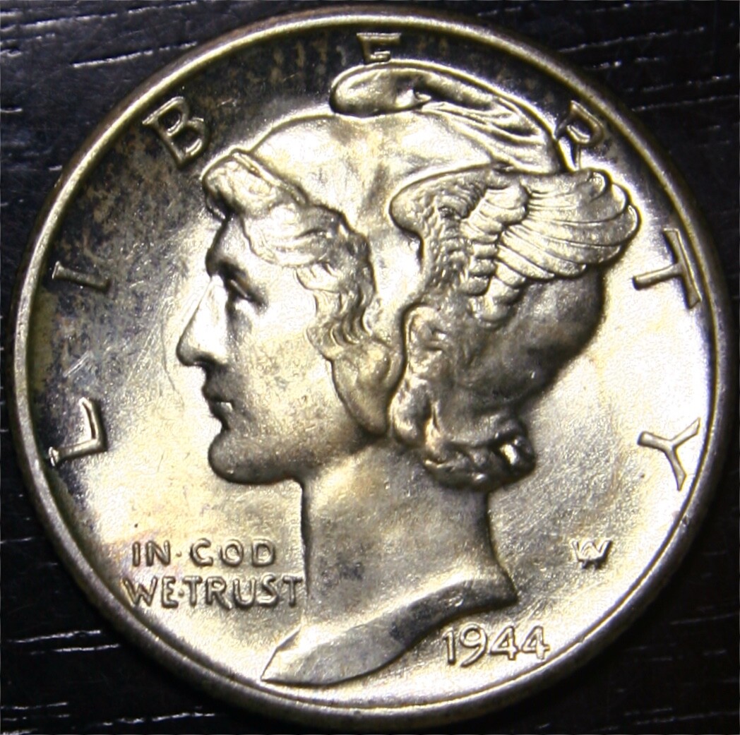 1944 D Mercury Dime 90% Silver 10c US Coin Denver Mint FSB