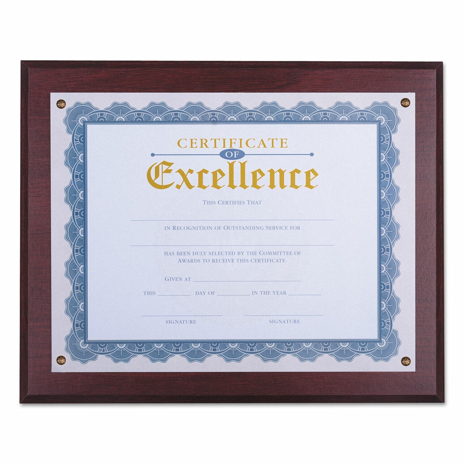 Universal 76825 13-1/3 in. x 11 in. Award Plaque - Mahogany New