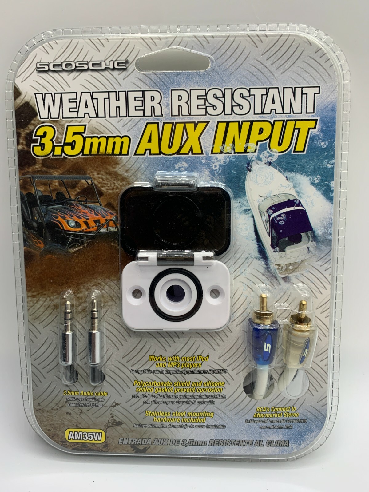 SCOSCHE WEATHER RESISTANT MARINE 3.5mm AUX INPUT FOR IPODS/MP3 PLAYERS