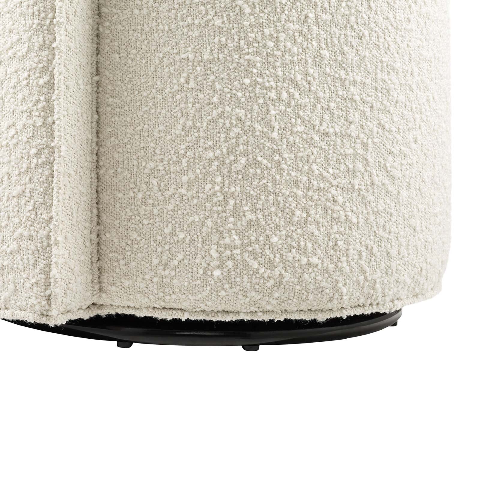 Modway Della Boucle Fabric Accent Swivel Chair in Ivory
