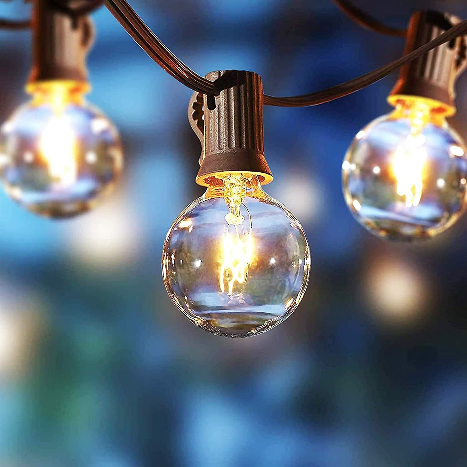 18.7 Ft Clear Glass Globe Bulbs String Lights Indoor Outdoor Use Lighting Decor