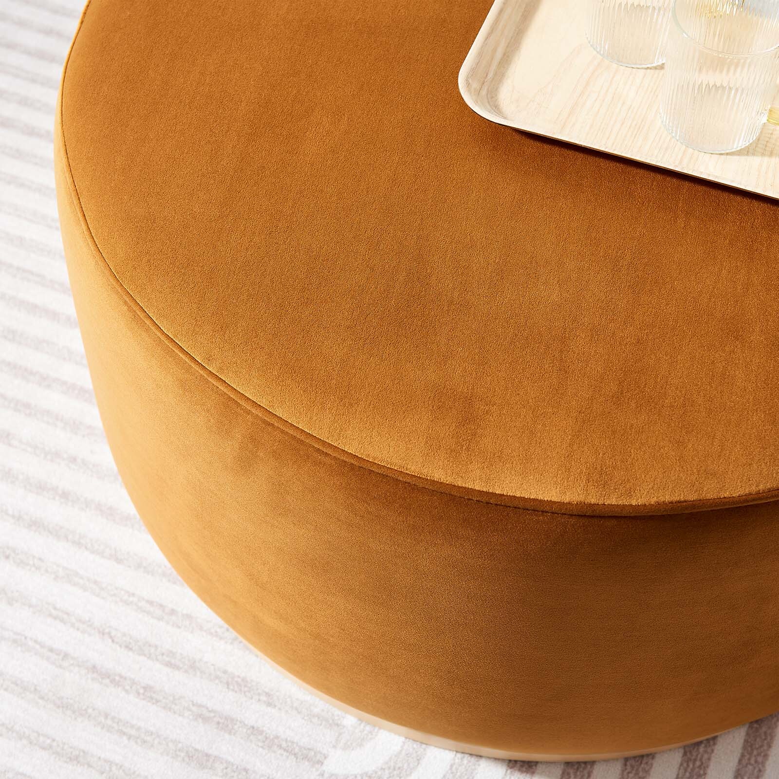 Modway Large 29" Round Performance Velvet Upholstered Ottoman