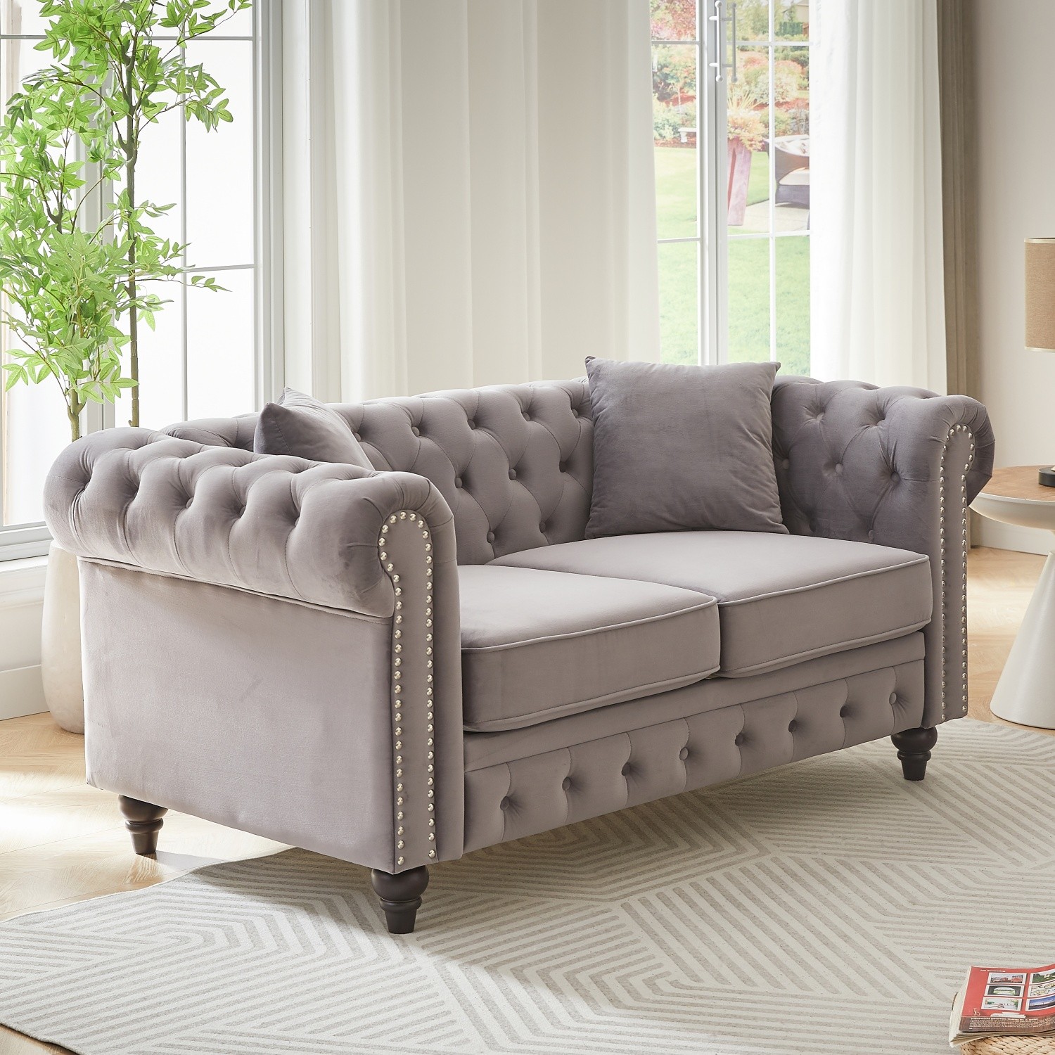 63.5'' Loveseat Sofa 2-Seater Velvet Upholstered Sofa Couch Living Room Sofa