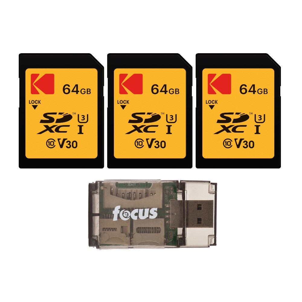 Kodak 64GB Class 10 UHS-I U1 SDXC Memory Card Bundle FAST Speed