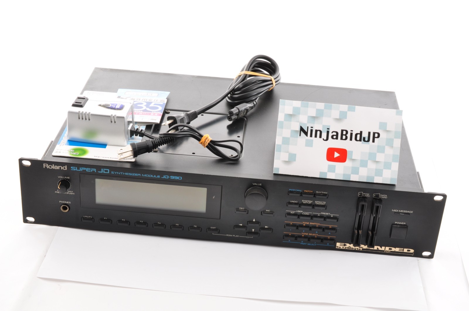 Roland JD-990 Synthesizer Module ZF02989 With Power Cable Transformer Working