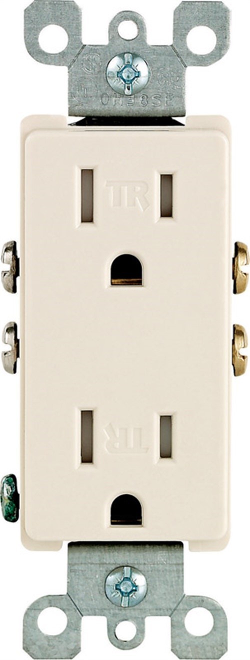 Leviton T5325-00T Decora 15A 125V Thermoplastic Duplex Light Almond Outlet