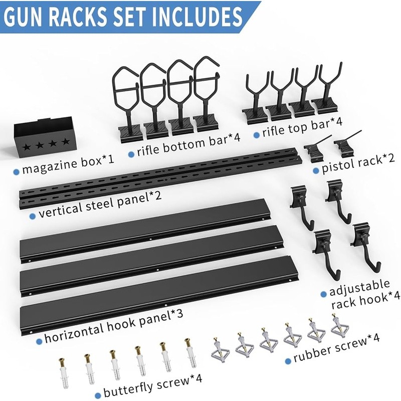 Adjustable Gun Wall Mount Rifles Handguns Tactical Gear & Accessories Storage US