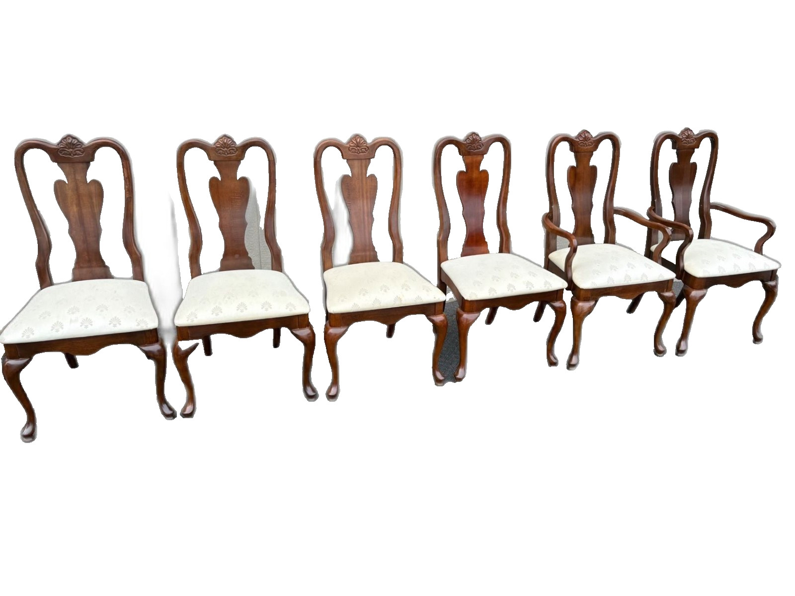 67493 Set of 6 American Drew Queen Anne Dining Chairs in Cherry Wood
