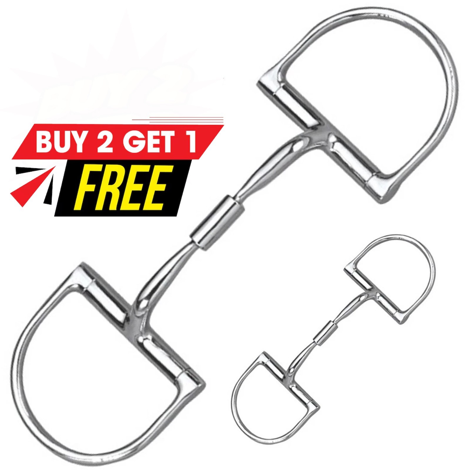 Western Horse D Ring Bit Myler Roller Mouth Stainless Steel Snaffle Bit All Size