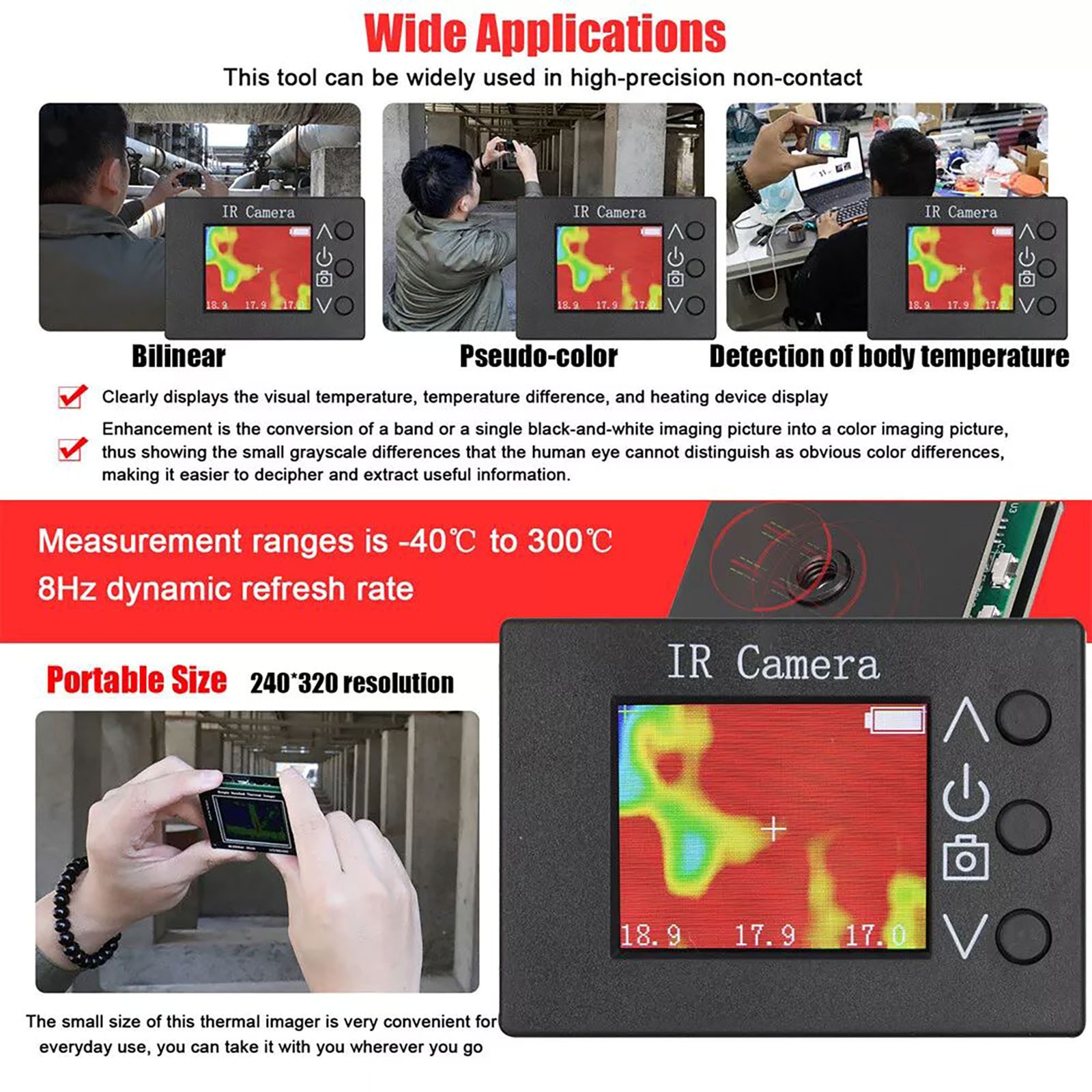 Integrated design Handheld Digital Infrared Thermal Temperature Imager Camera