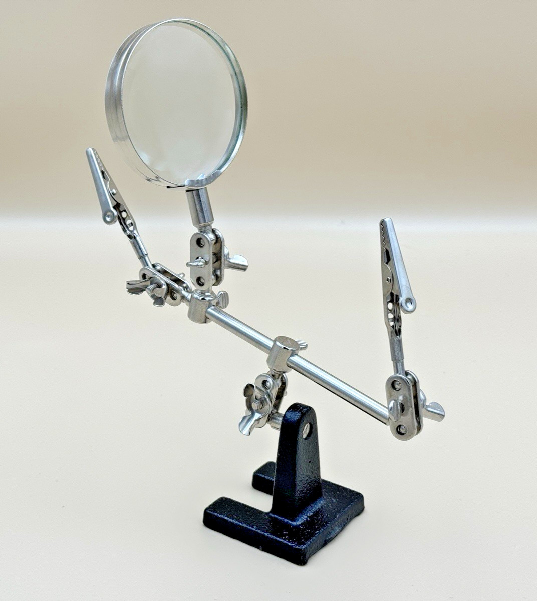 Fly Fishing Lure/Jewelry/ Craft Magnifying Glass Stand Alligator Clips Near Mint