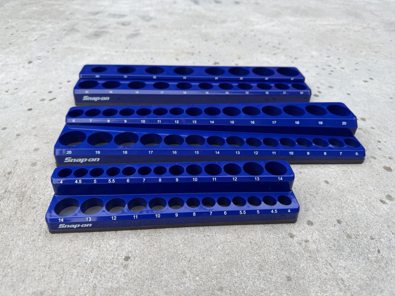 Snap On Tools METRIC Set Of 3 Socket Trays Magnetic Organizer 1/4 3/8 1/2” Drive