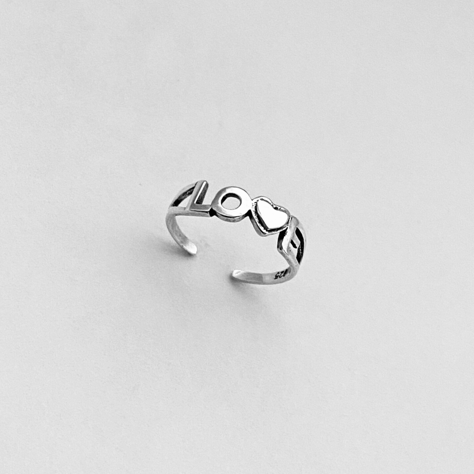 Sterling Silver Love Toe Ring, Silver Rings, Dainty Ring, Heart Ring
