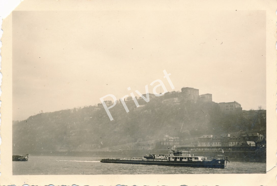 Photo WW II Wehrmacht Soldiers Excursion Rhine Ehrenbreitstein Koblenz K1.85