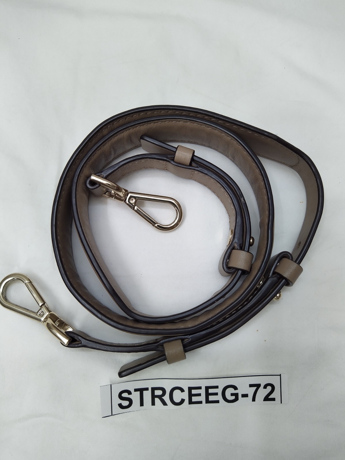 Gray Leather Replacement Strap W/ Godltone Push Gate Hook