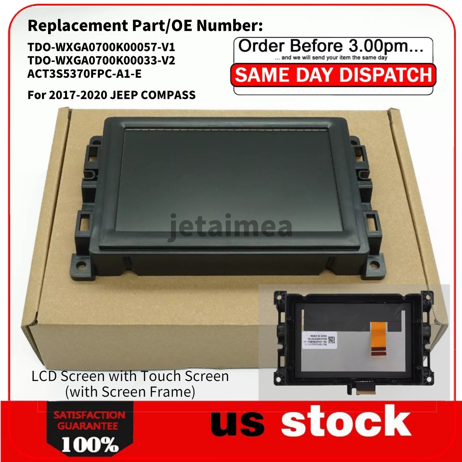 For 2017-2020 Jeep Compass Radio Navigation Replace 7" LCD Display Touch Screen