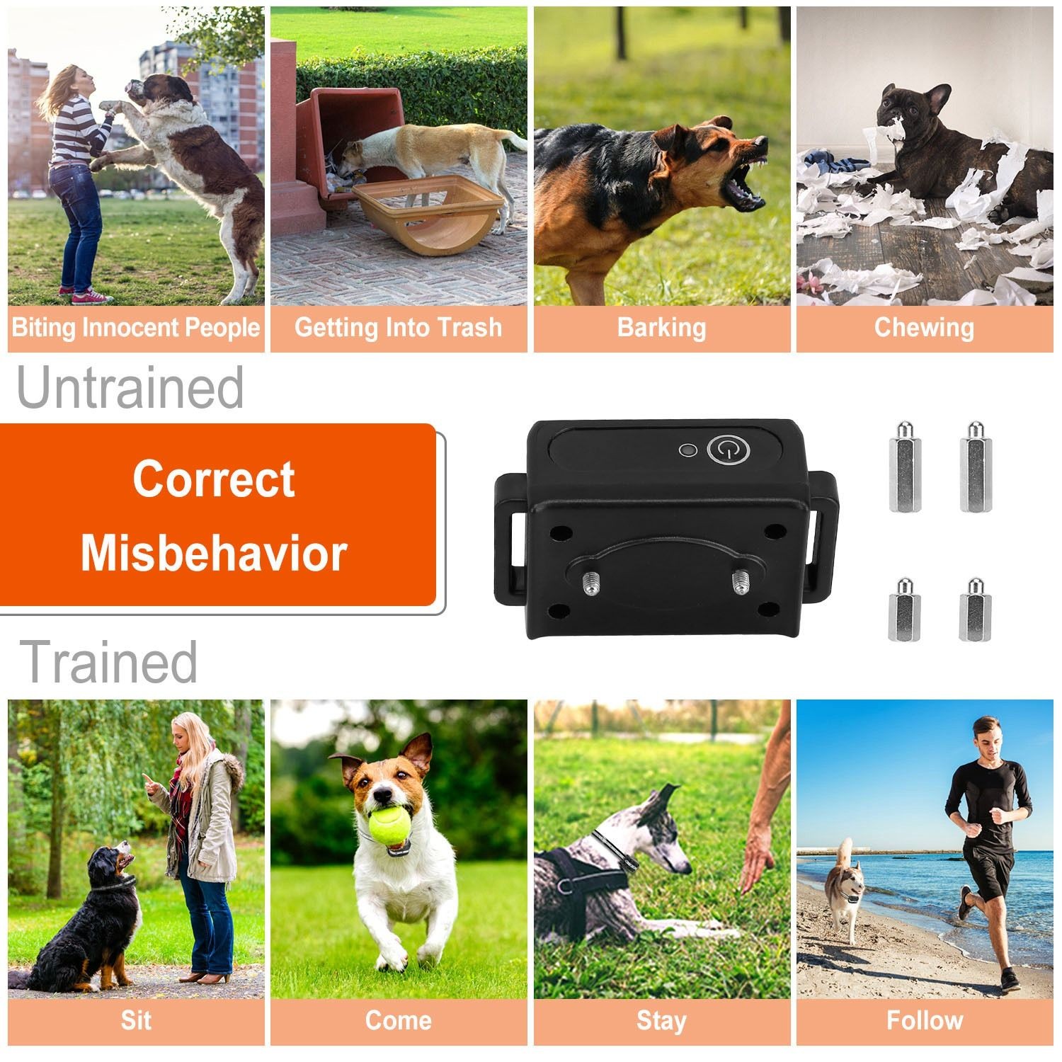 3280FT Training Collar 3 Channels Rechargeable Transmitter Receiver Flashlight