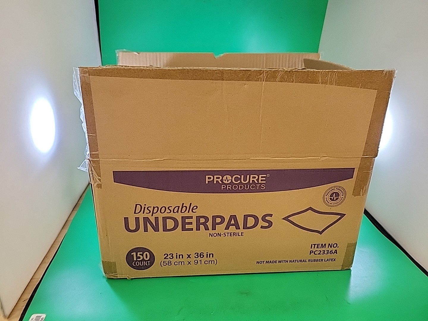 PROCURE PRODUCTS DISPOSABLE UNDERPADS 148 count 23" X 36'' open box 2 missing