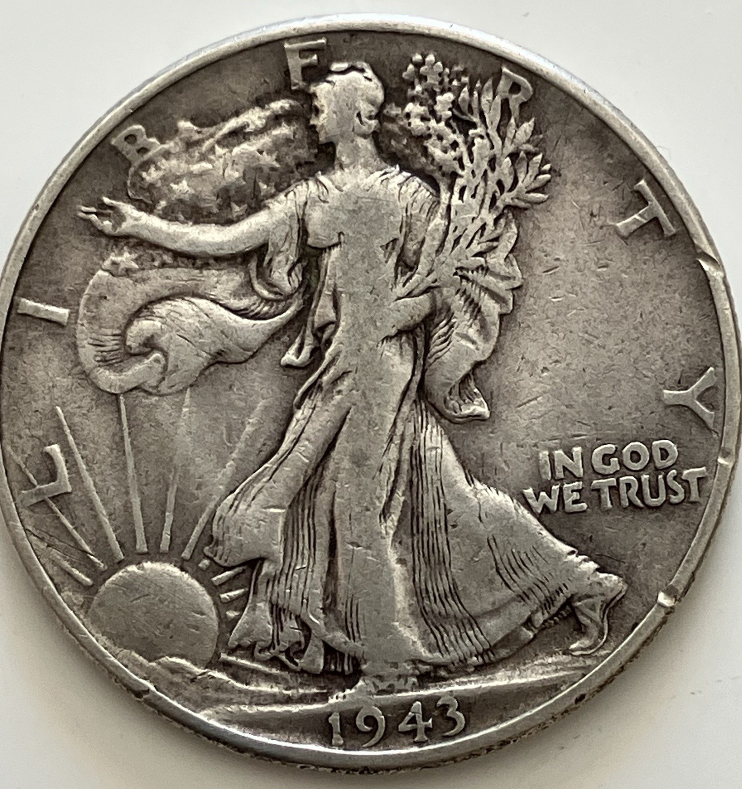 1943-P Walking Liberty Half Dollar 90 Percent Silver As Shown Nice Condition