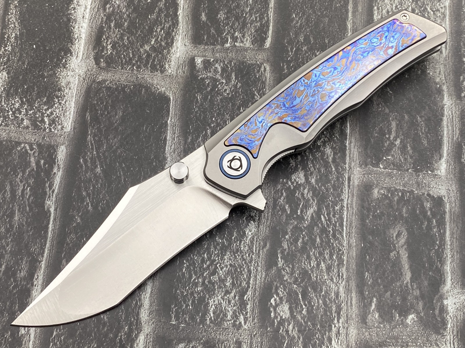 SixLeaf SL-91-TIdama Folding Knife 10Cr15Mov TiDamascus Handle Camping Knife