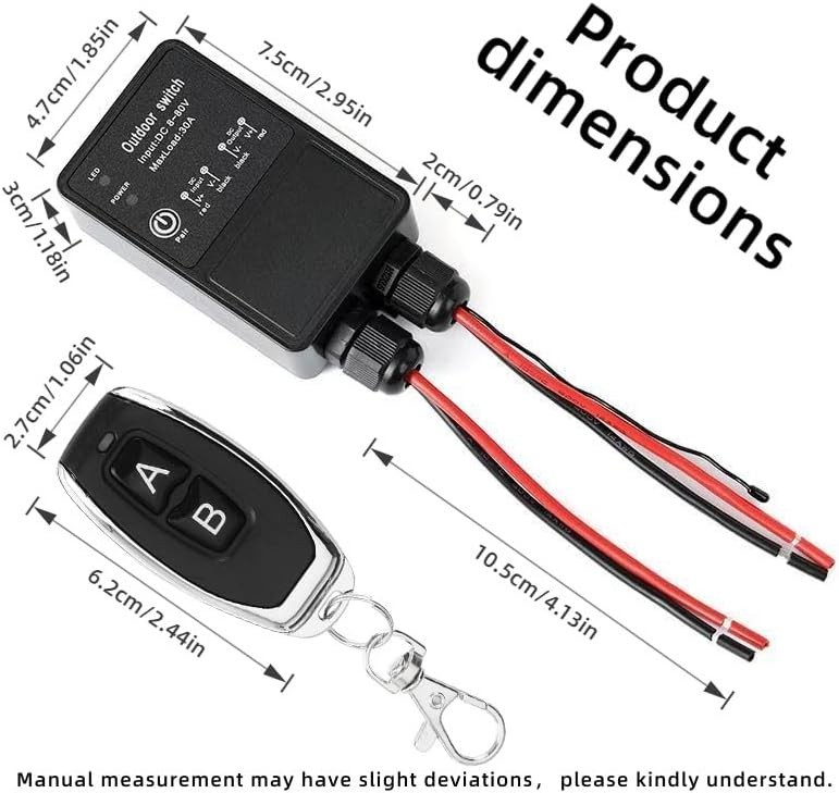 Waterproof 12V Remote Control Switch, Low Voltage DC 8-80V 30A Relay Wireless Re