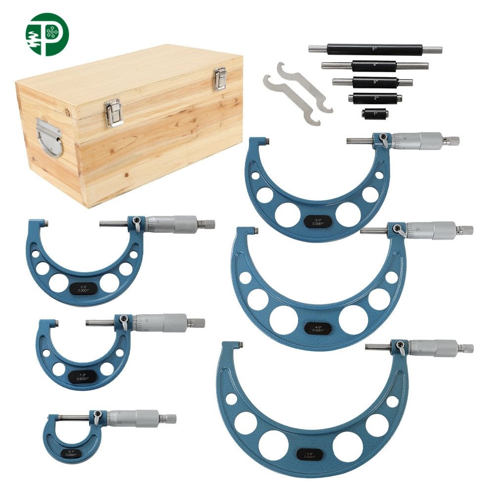 6Pcs 0-6" 0.0001" Precision Outside Micrometer Set Carbide Standards Set Durable